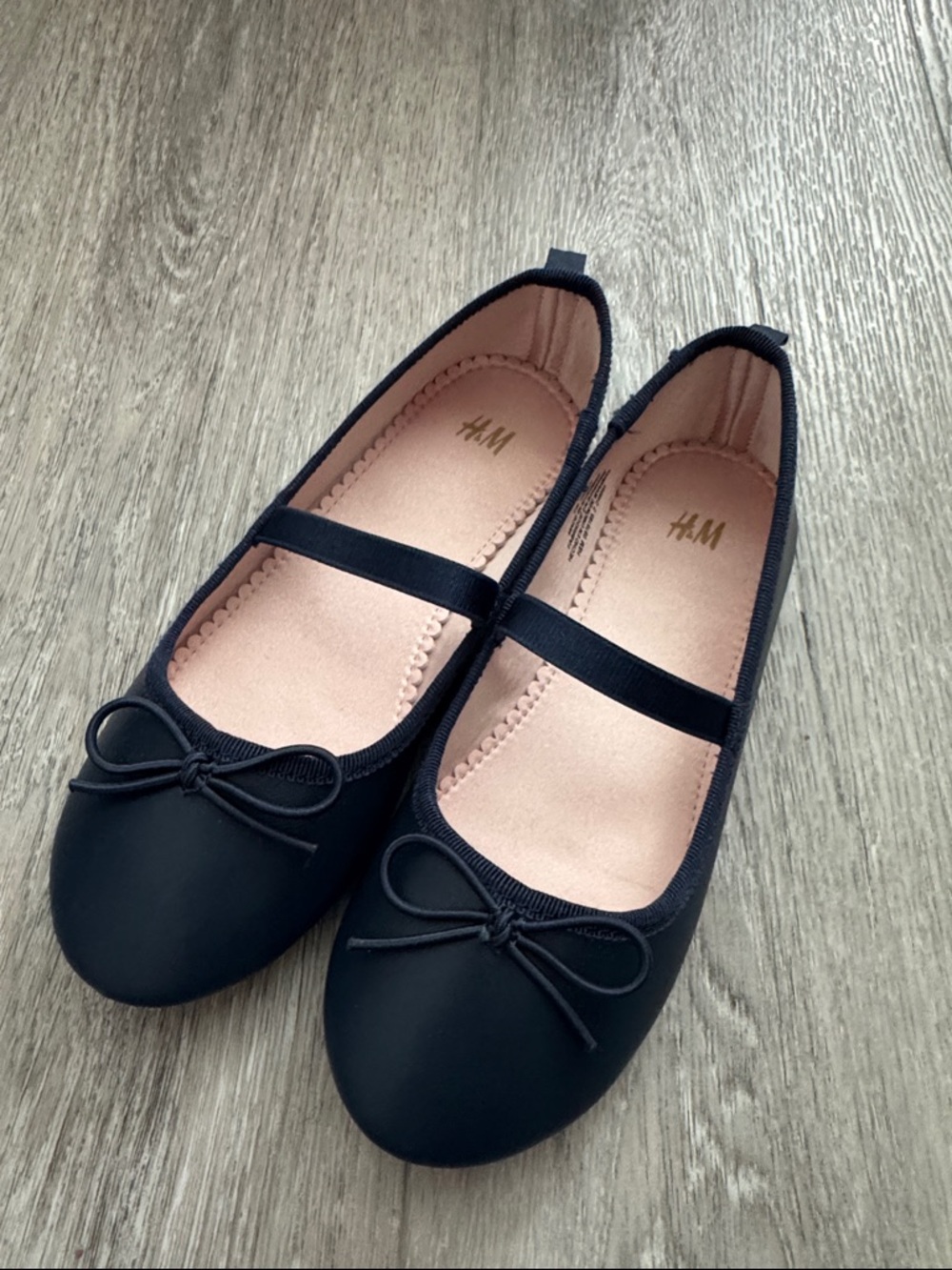 H&M Navy Girls' Mary Jane Ballet Flats with Pink Insole Size 13